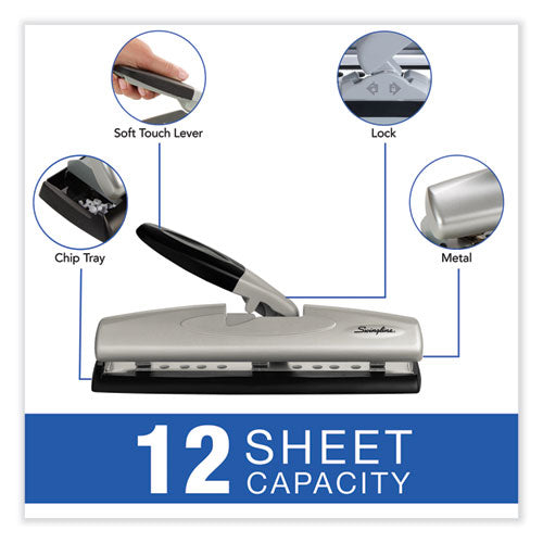 12-sheet Lighttouch Desktop Two- To Three-hole Punch, 9/32
