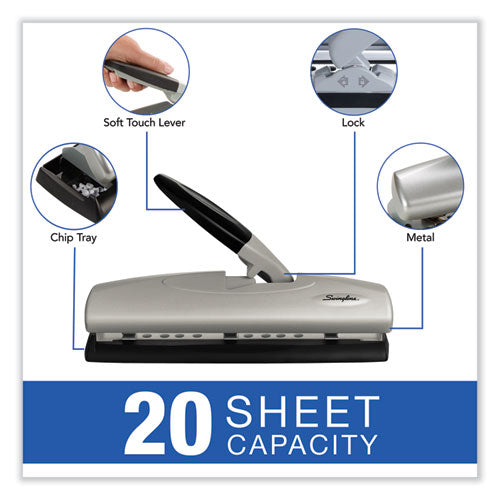 20-sheet Lighttouch Desktop Two- To Seven-hole Punch, 9/32