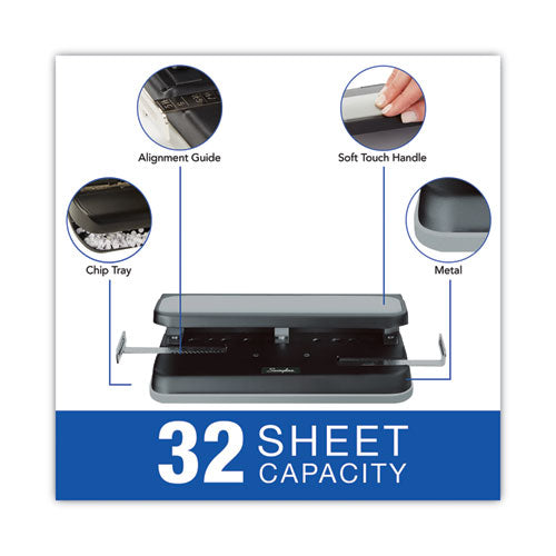 32-sheet Easy Touch Two- To Three-hole Punch With Cintamatic Centering, 9/32