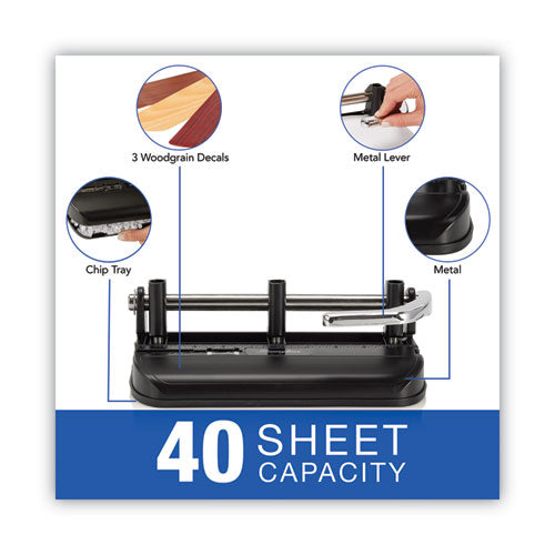 40-sheet Accented Heavy-duty Lever Action Two- To Seven-hole Punch, 11/32