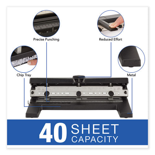40-sheet Heavy-duty Two- To Seven-hole Adjustable Heavy-duty Paper Punch, 9/32