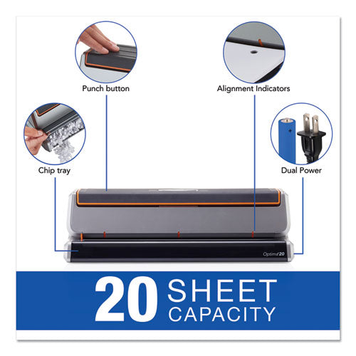20-sheet Optima 20 Electric Punch, Three-hole, 9/32