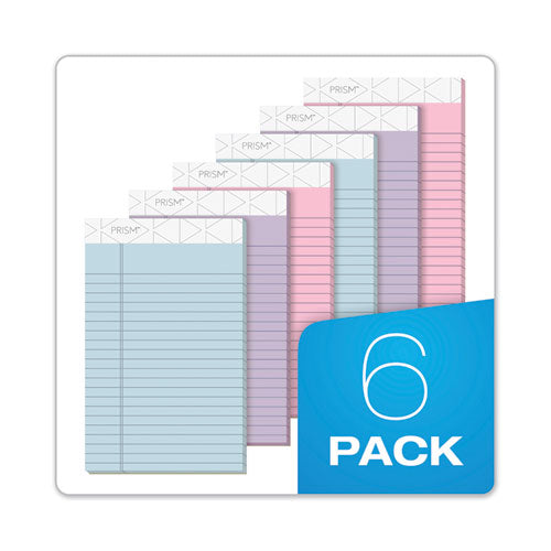 Prism + Colored Writing Pads, Narrow Rule, 50 Assorted Pastel-color 5 X 8 Sheets, 6/pack