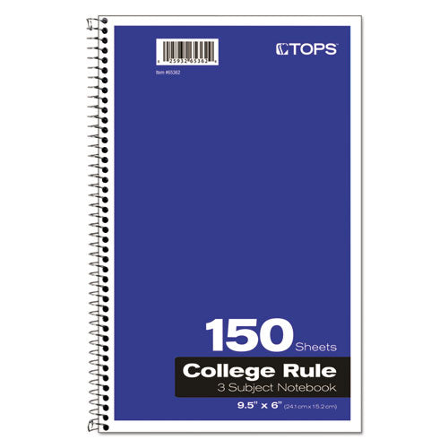 Coil-lock Wirebound Notebooks, 3-subject, Medium/college Rule, Randomly Assorted Cover Color, (150) 9.5 X 6 Sheets