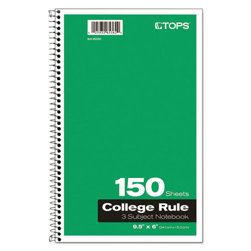 Coil-lock Wirebound Notebooks, 3-subject, Medium/college Rule, Randomly Assorted Cover Color, (150) 9.5 X 6 Sheets