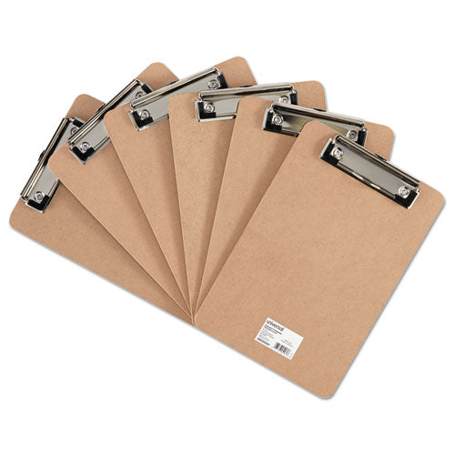 Hardboard Clipboard With Low-profile Clip, 0.5" Clip Capacity, Holds 5 X 8 Sheets, Brown, 6/pack