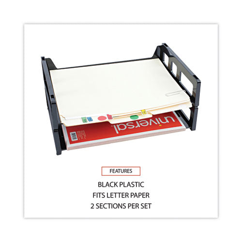 Recycled Plastic Side Load Desk Trays, 2 Sections, Letter Size Files, 13
