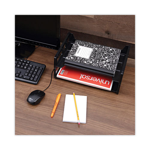 Recycled Plastic Side Load Desk Trays, 2 Sections, Letter Size Files, 13