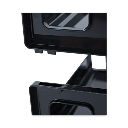 Recycled Plastic Side Load Desk Trays, 2 Sections, Legal Size Files, 16.25