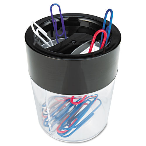 Round Magnetic Clip Dispenser, 2 Compartments, Plastic, 2.5