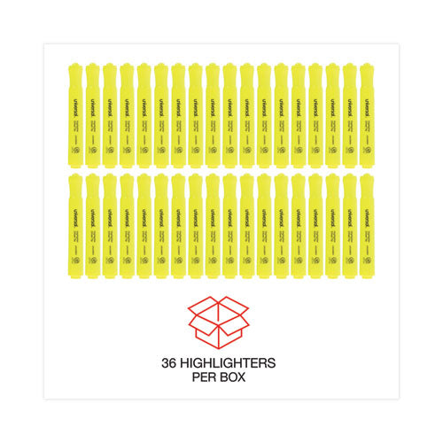Desk Highlighter Value Pack, Fluorescent Yellow Ink, Chisel Tip, Yellow Barrel, 36/pack