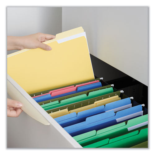 Deluxe Colored Top Tab File Folders, 1/3-cut Tabs: Assorted, Letter Size, Assorted Colors, 100/box