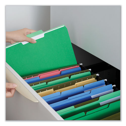 Deluxe Colored Top Tab File Folders, 1/3-cut Tabs: Assorted, Legal Size, Bright Green/light Green, 100/box