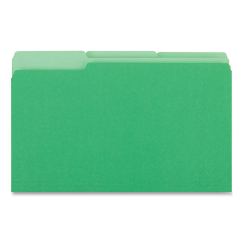Deluxe Colored Top Tab File Folders, 1/3-cut Tabs: Assorted, Legal Size, Bright Green/light Green, 100/box
