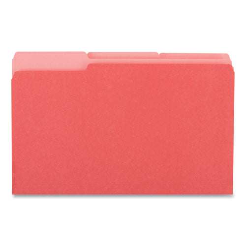 Deluxe Colored Top Tab File Folders, 1/3-cut Tabs: Assorted, Legal Size, Red/light Red, 100/box