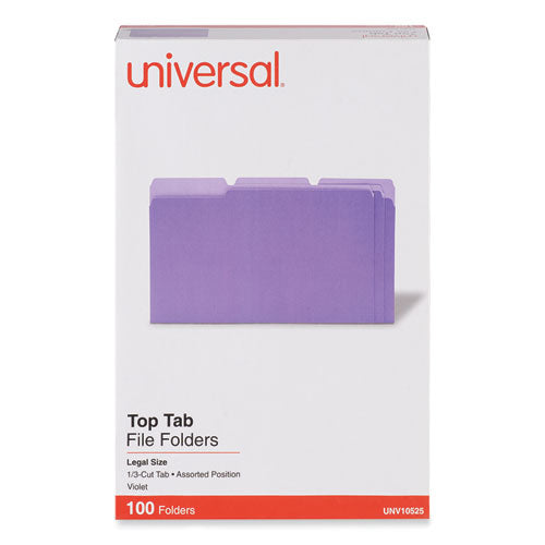 Deluxe Colored Top Tab File Folders, 1/3-cut Tabs: Assorted, Legal Size, Violet/light Violet, 100/box