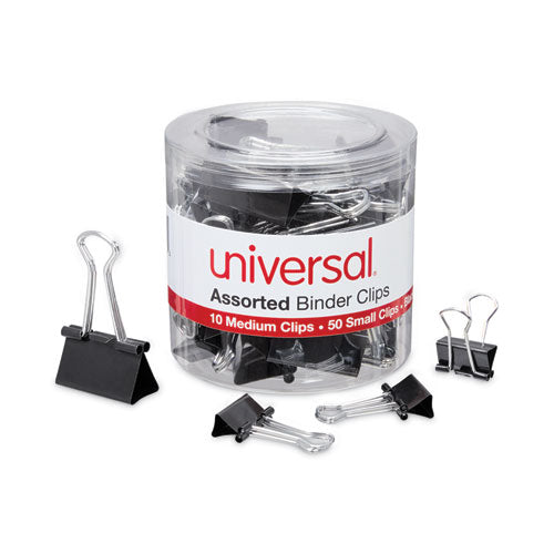 Binder Clips With Storage Tub, (50) Small (0.75
