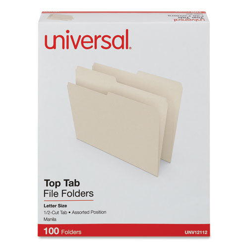 Top Tab File Folders, 1/2-cut Tabs: Assorted, Letter Size, 0.75