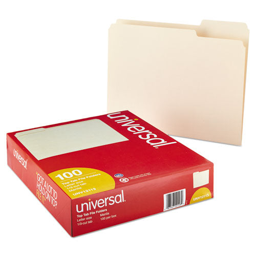 Top Tab File Folders, 1/3-cut Tabs: Assorted, Letter Size, 0.75