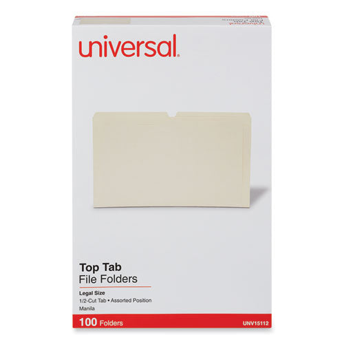 Top Tab File Folders, 1/2-cut Tabs: Assorted, Legal Size, 0.75