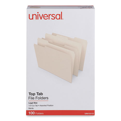 Top Tab File Folders, 1/3-cut Tabs: Assorted, Legal Size, 0.75