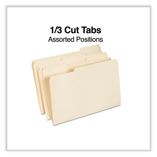 Top Tab File Folders, 1/3-cut Tabs: Assorted, Legal Size, 0.75
