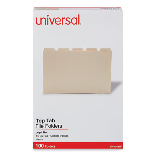 Top Tab File Folders, 1/5-cut Tabs: Assorted, Legal Size, 0.75