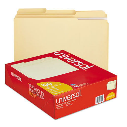 Double-ply Top Tab Manila File Folders, 1/3-cut Tabs: Assorted, Letter Size, 0.75" Expansion, Manila, 100/box