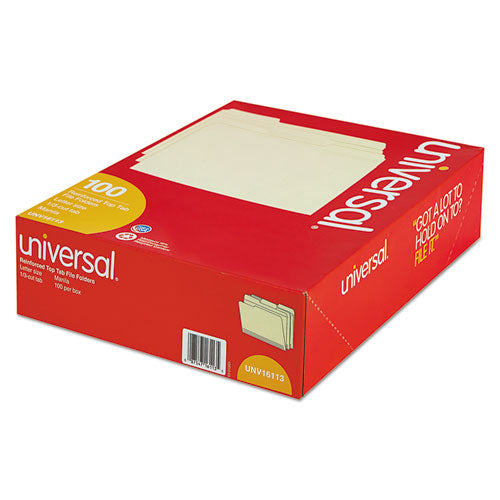 Double-ply Top Tab Manila File Folders, 1/3-cut Tabs: Assorted, Letter Size, 0.75