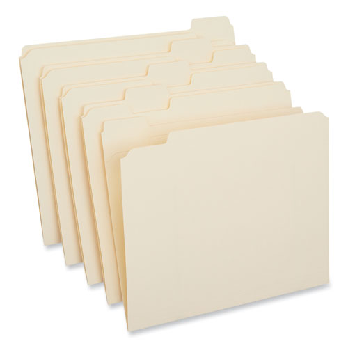Double-ply Top Tab Manila File Folders, 1/5-cut Tabs: Assorted, Letter Size, 0.75