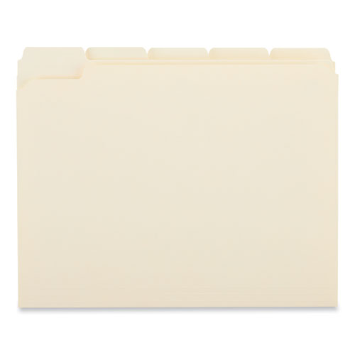 Double-ply Top Tab Manila File Folders, 1/5-cut Tabs: Assorted, Letter Size, 0.75