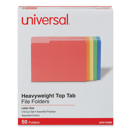 Deluxe Heavyweight File Folders, 1/3-cut Tabs: Assorted, Letter Size, 0.75