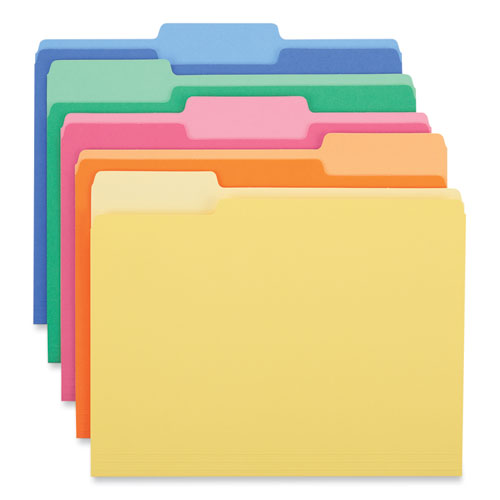 Deluxe Heavyweight File Folders, 1/3-cut Tabs: Assorted, Letter Size, 0.75