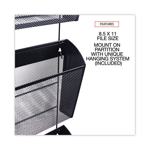 Mesh Three-pack Wall Files, 3 Sections, Letter Size, 14.13