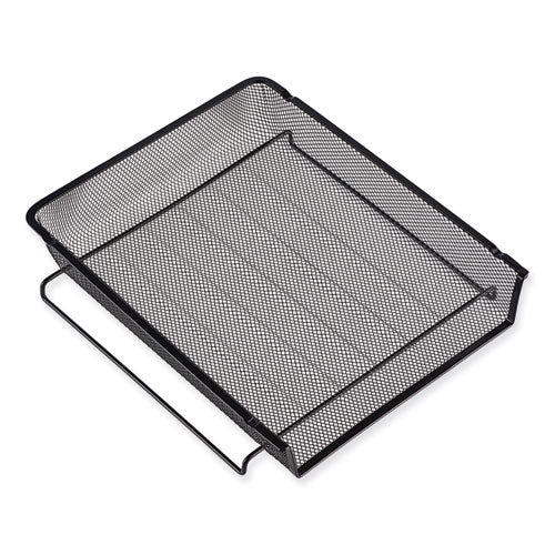 Deluxe Mesh Stacking Side Load Tray, 1 Section, Legal Size Files, 17" X 10.88" X 2.5", Black