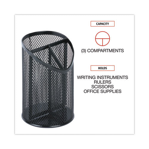 Metal Mesh 3-compartment Pencil Cup, 4.13