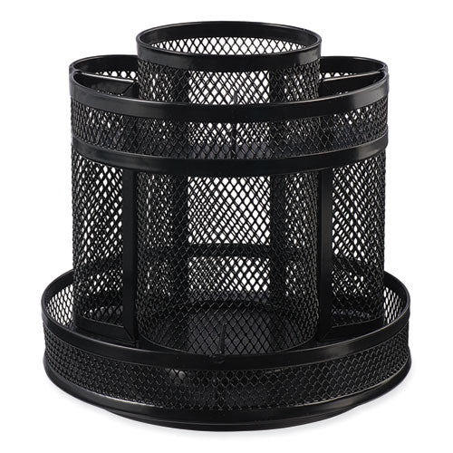 Metal Mesh Rotating Desktop Organizer, 8 Compartments, Metal Mesh, 6.5