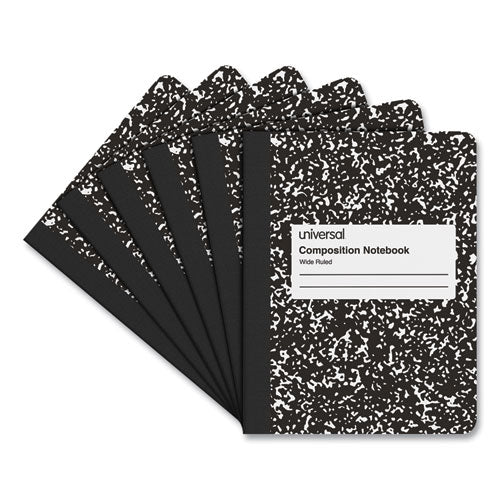 Composition Book, Wide/legal Rule, Black Marble Cover, (100) 9.75 X 7.5 Sheets, 6/pack