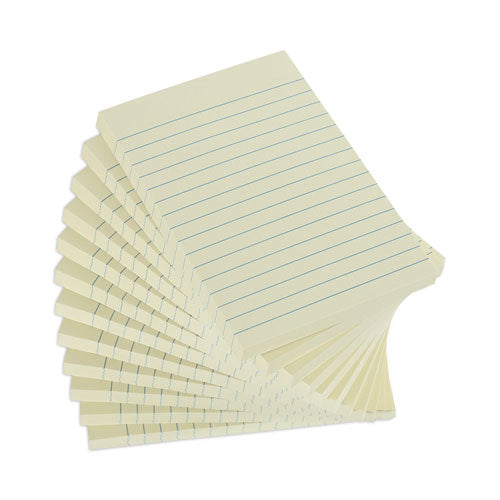 Recycled Self-stick Note Pads, Note Ruled, 4