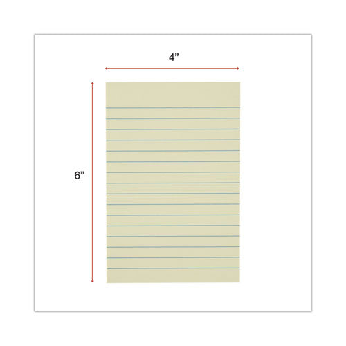 Recycled Self-stick Note Pads, Note Ruled, 4