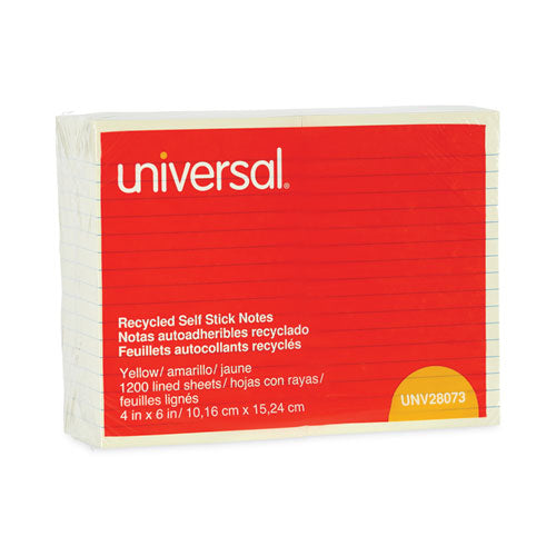 Recycled Self-stick Note Pads, Note Ruled, 4