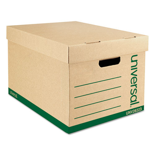 Recycled Medium-duty Record Storage Box, Letter/legal Files, Kraft/green, 12/carton