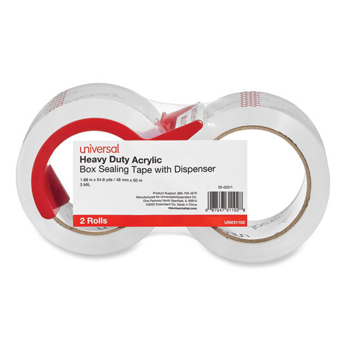 Heavy-duty Acrylic Box Sealing Tape With Dispenser, 3