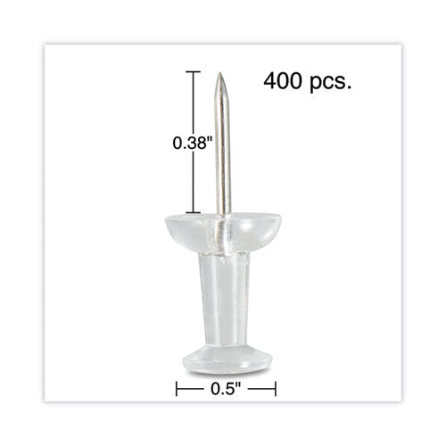 Clear Push Pins, Plastic, Clear, 0.38