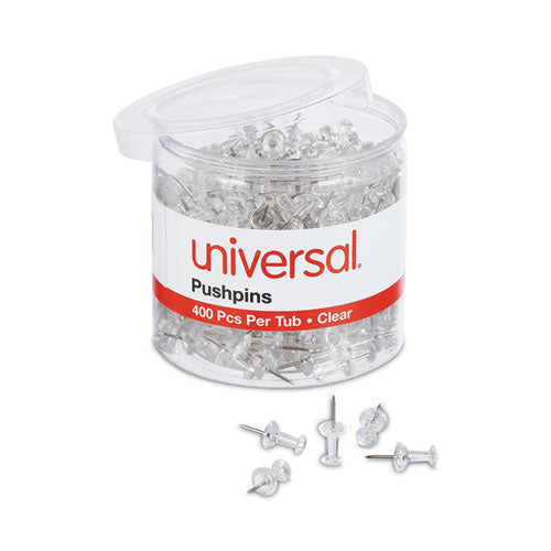 Clear Push Pins, Plastic, Clear, 0.38
