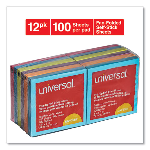 Fan-folded Self-stick Pop-up Note Pads, 3