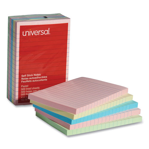 Self-stick Note Pads, Note Ruled, 4