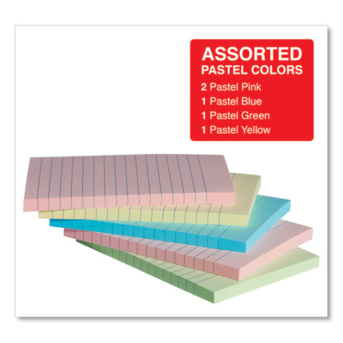 Self-stick Note Pads, Note Ruled, 4