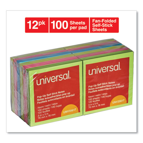 Fan-folded Self-stick Pop-up Note Pads, 3