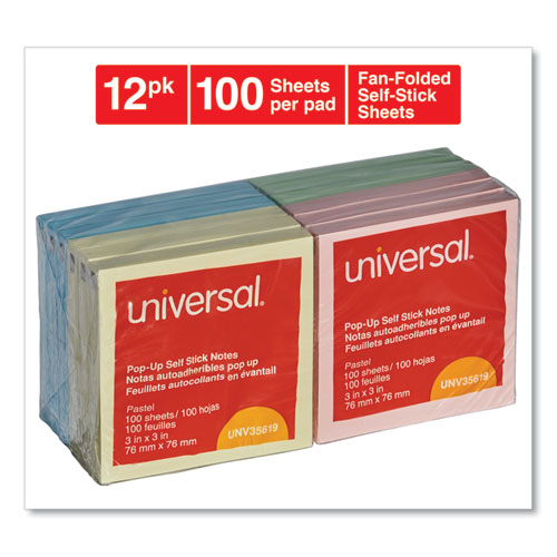 Fan-folded Self-stick Pop-up Note Pads, 3